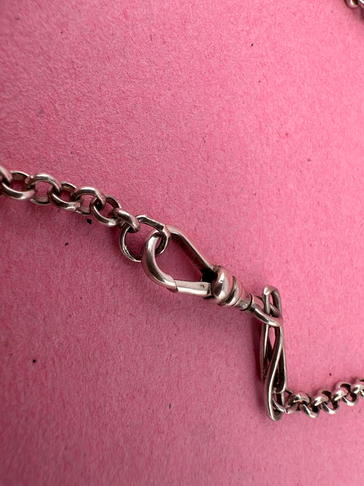 Vintage Sterling Silver Twist trombone & belcher chain with swivel dog clip