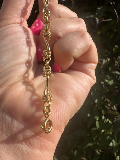 Vintage 9ct Yellow gold Byzantine & infinity link extender