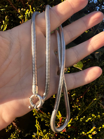 Sterling Silver Snake chain with Bolt clasp