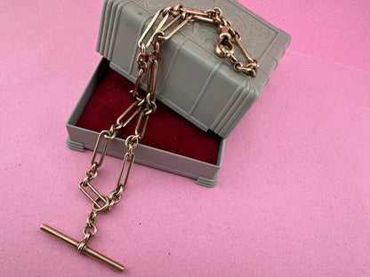 Antique 9ct Rose Gold Trombone Albert Chain
