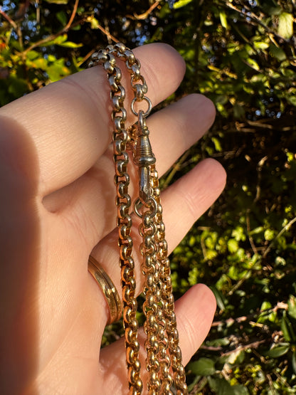 Antique 9ct Yellow gold Belcher Chain with faceted dog clip