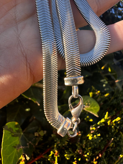 Vintage Sterling Silver Flat Snake/Herringbone chain