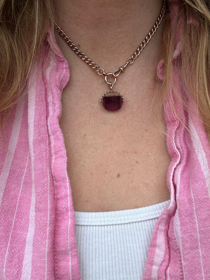 Vintage 9ct Gold Amethyst Spinning Fob