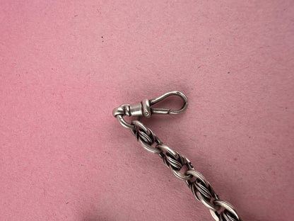 Antique Sterling Silver Bar and lovers knot Albert chain with T-bar and dog clip