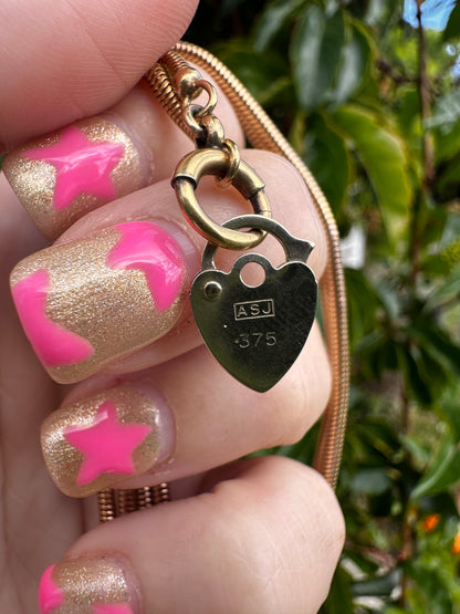 Vintage 9ct gold mini heart padlock