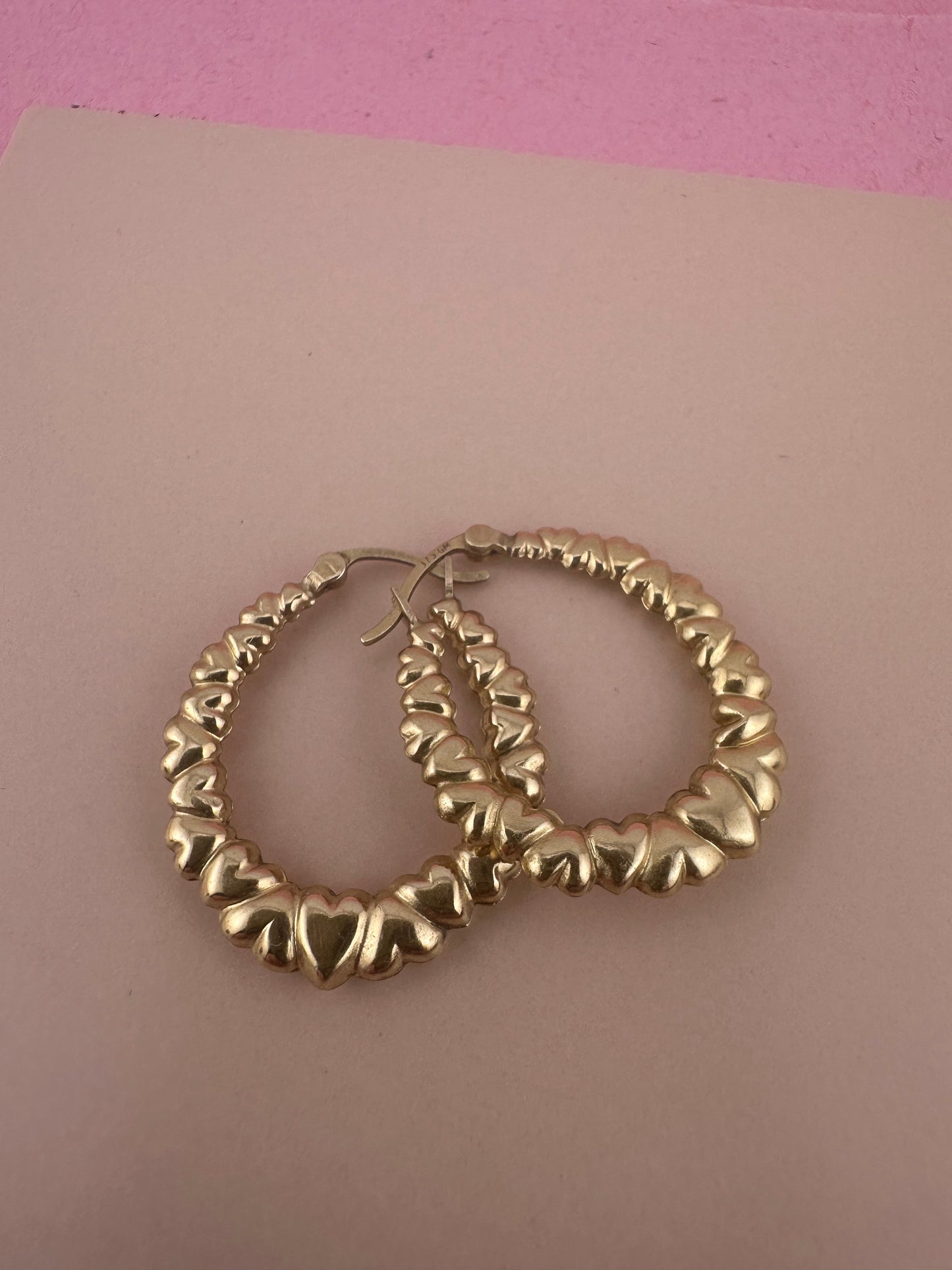 Vintage 9ct Heart Hoops