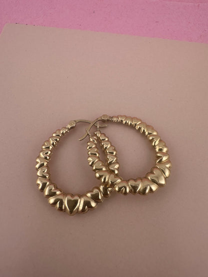 Vintage 9ct Heart Hoops