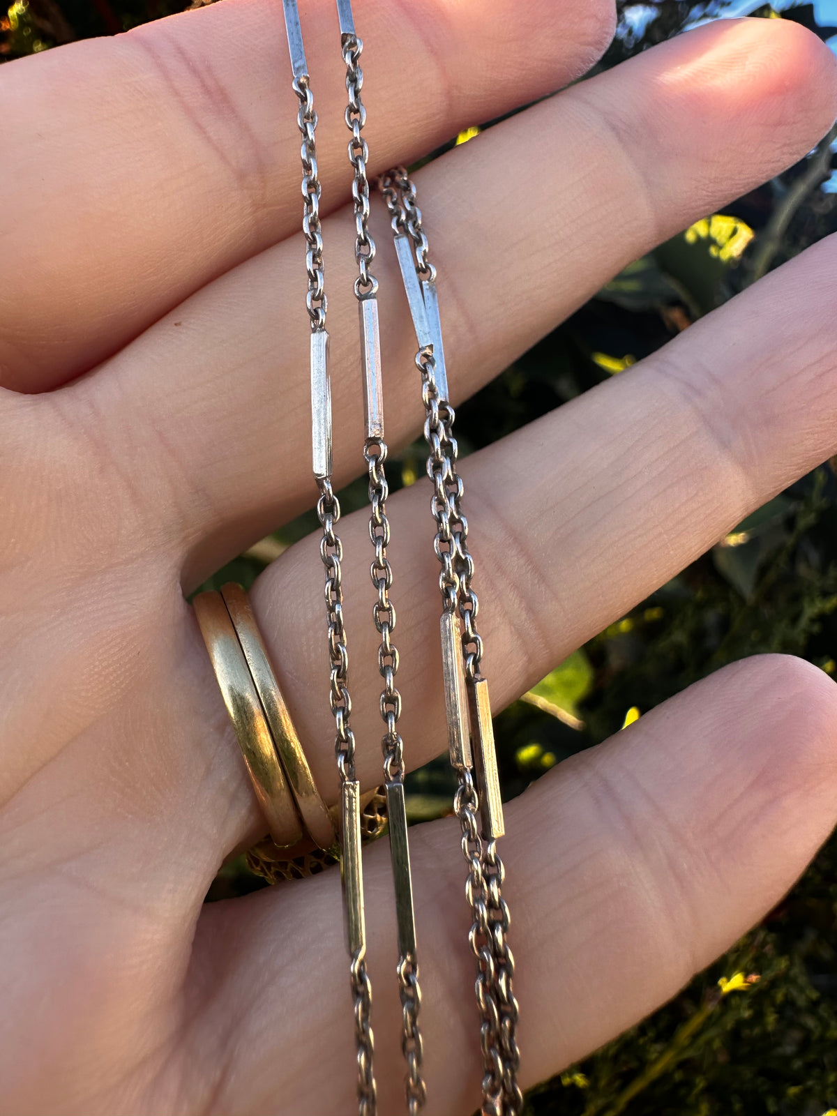 Vintage Sterling Silver Bar station chain