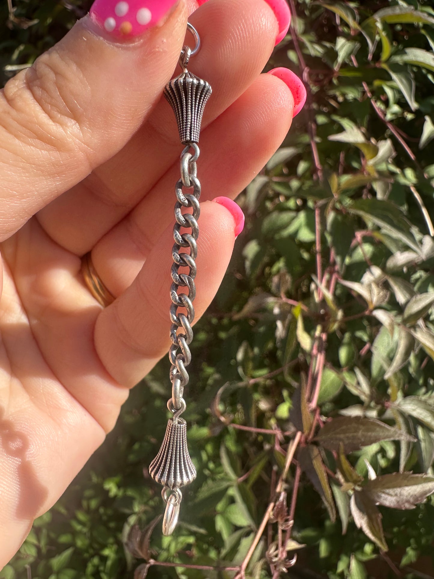 Sterling silver curb Claspless extender with fluted beaded ends