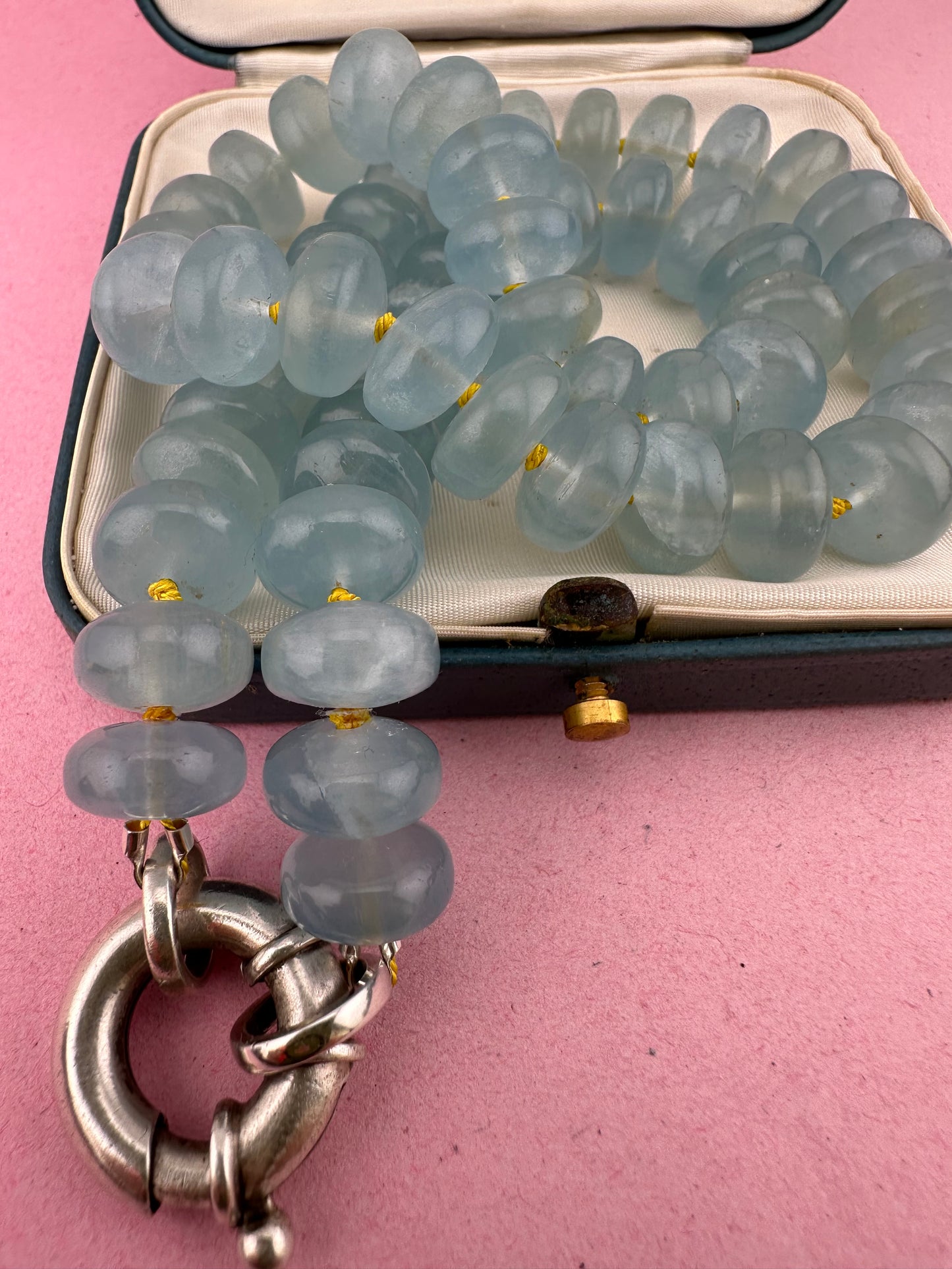 Re-imagined Vintage Topaz Beads with vintage XL Silver Bolt clasp