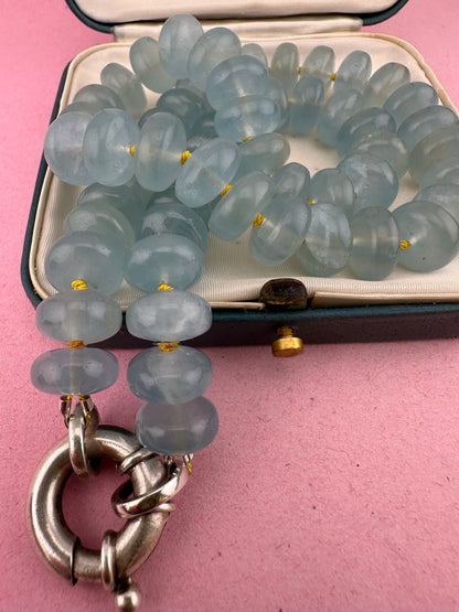 Re-imagined Vintage Topaz Beads with vintage XL Silver Bolt clasp