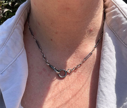 Antique 800 Silver Niello Trombone chain