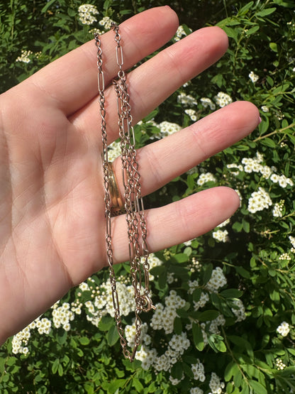 Antique 9ct Rose gold mini trombone & infinity link chain