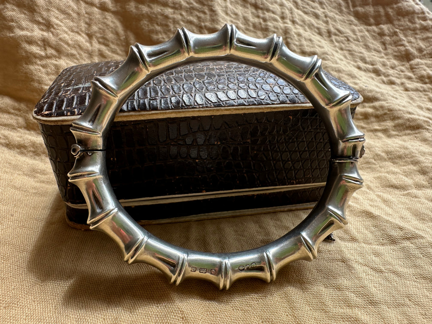 Edwardian Sterling Silver Bamboo Hinged Bangle