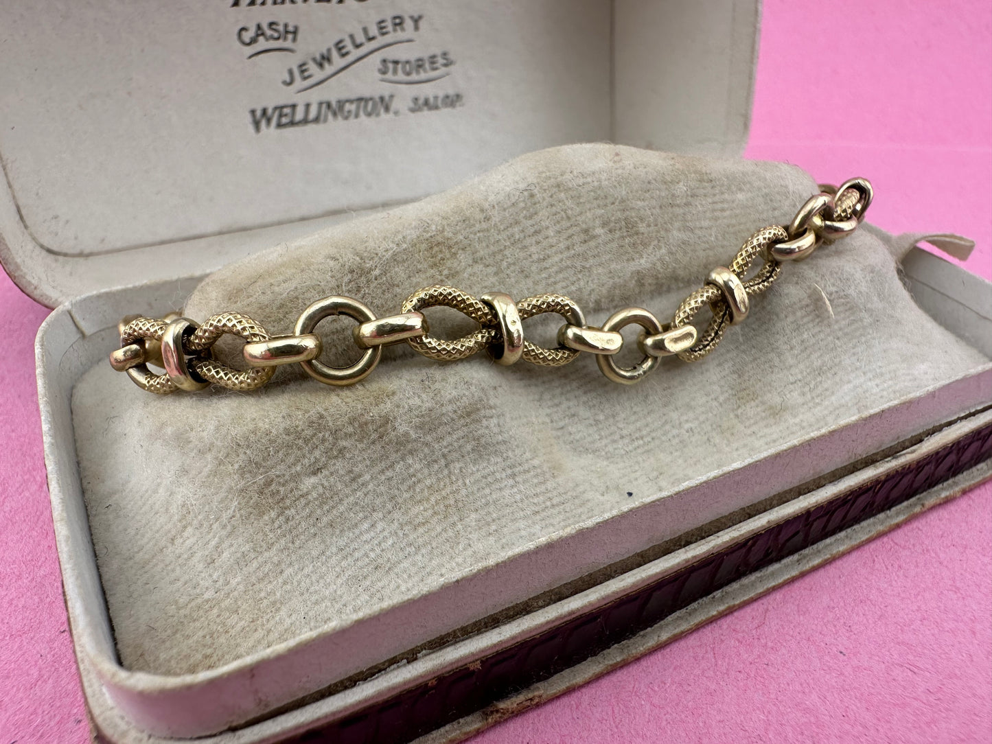 Vintage textured infinity link bracelet