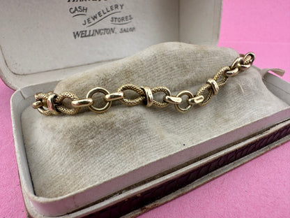 Vintage textured infinity link bracelet