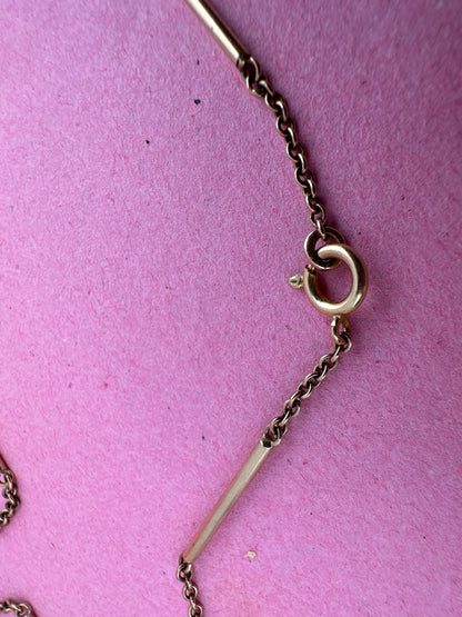 Vintage 9ct Gold Bar Station chain