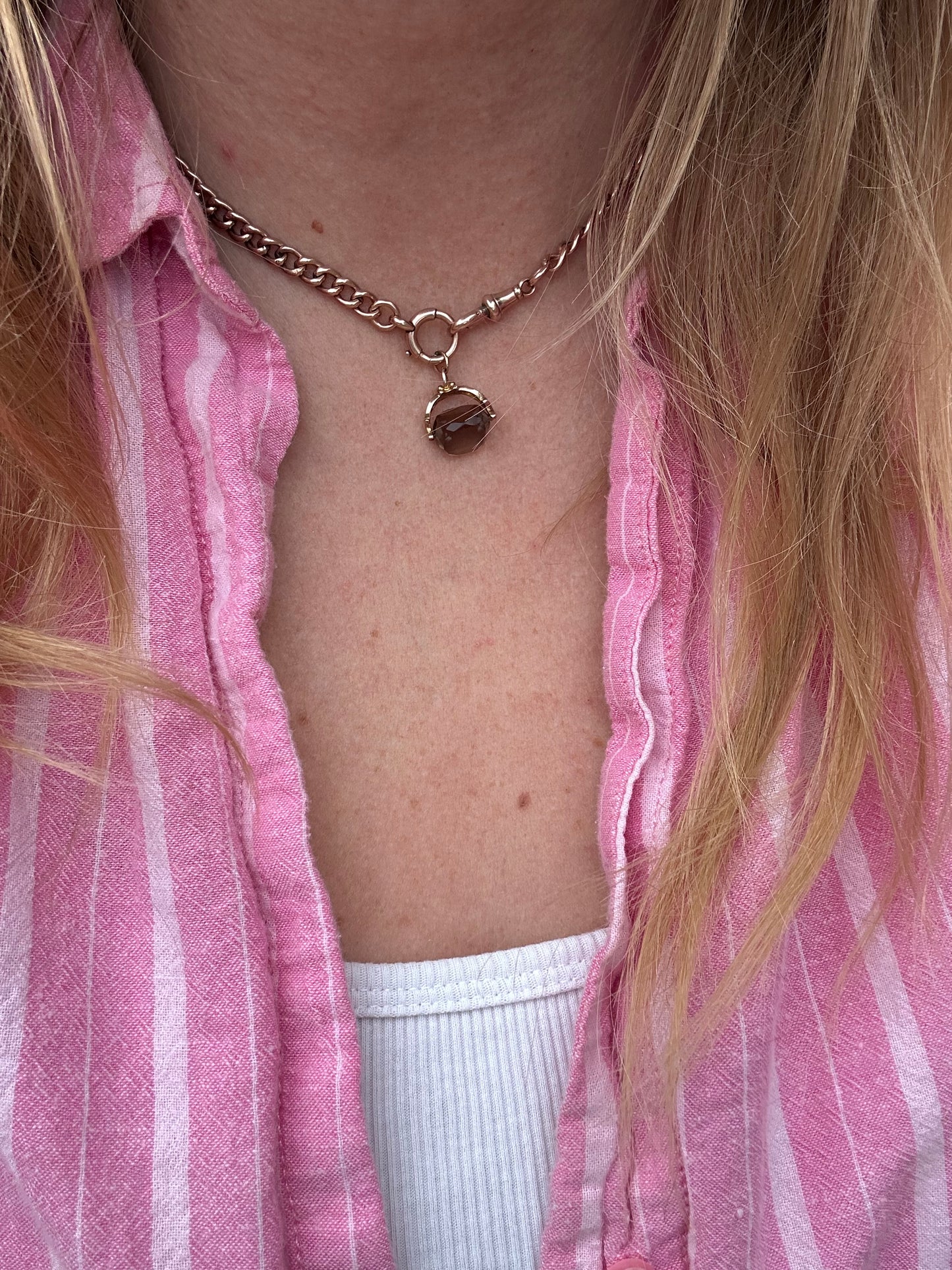 Vintage Mini 9ct yellow gold Smokey Quartz fob