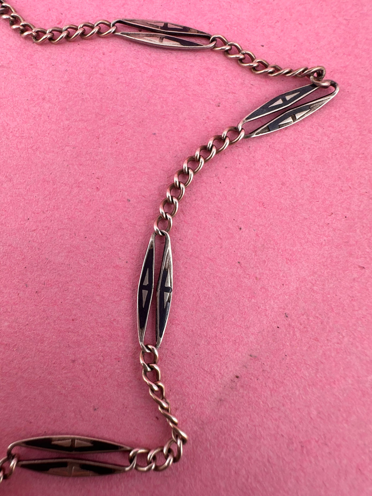 Antique 800 Niello Lozenge chain with bolt clasp