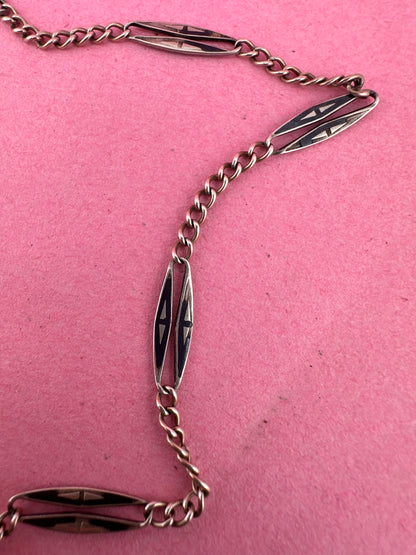 Antique 800 Niello Lozenge chain with bolt clasp