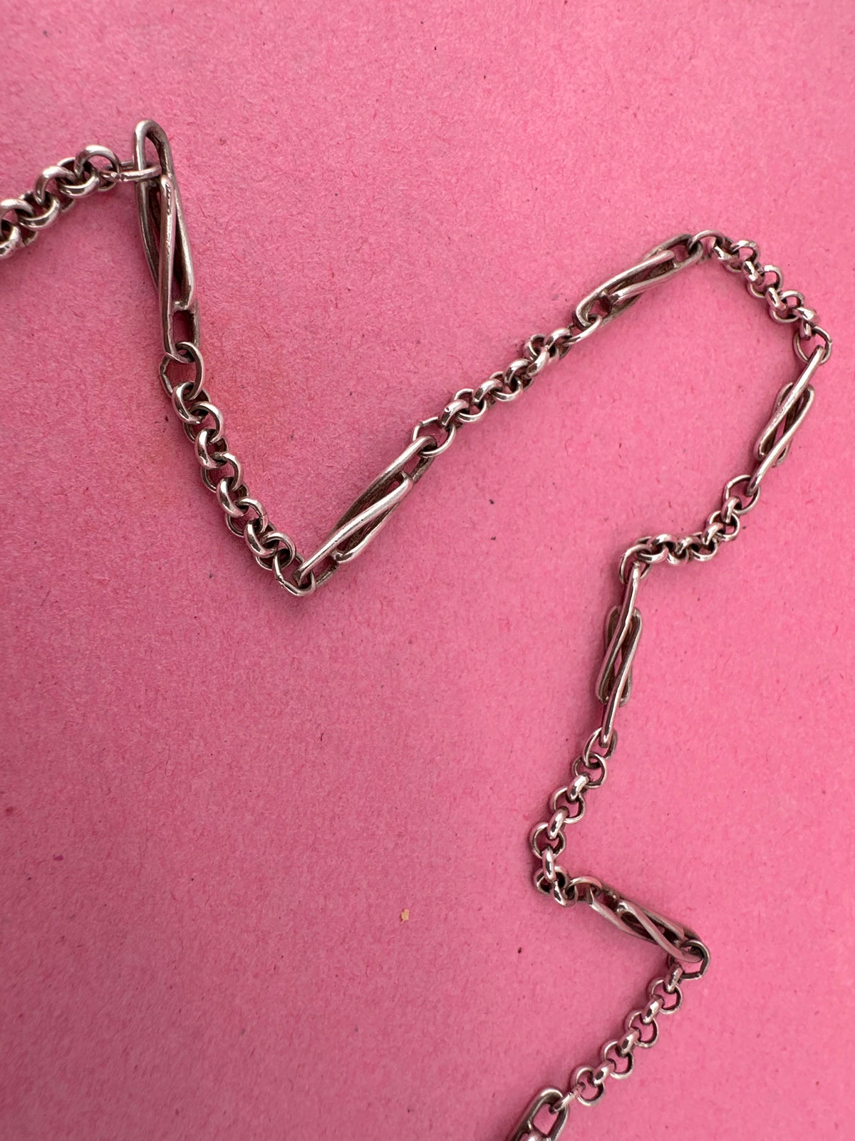 Vintage Sterling Silver Twist trombone & belcher chain with swivel dog clip