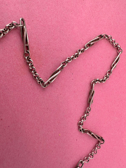Vintage Sterling Silver Twist trombone & belcher chain with swivel dog clip