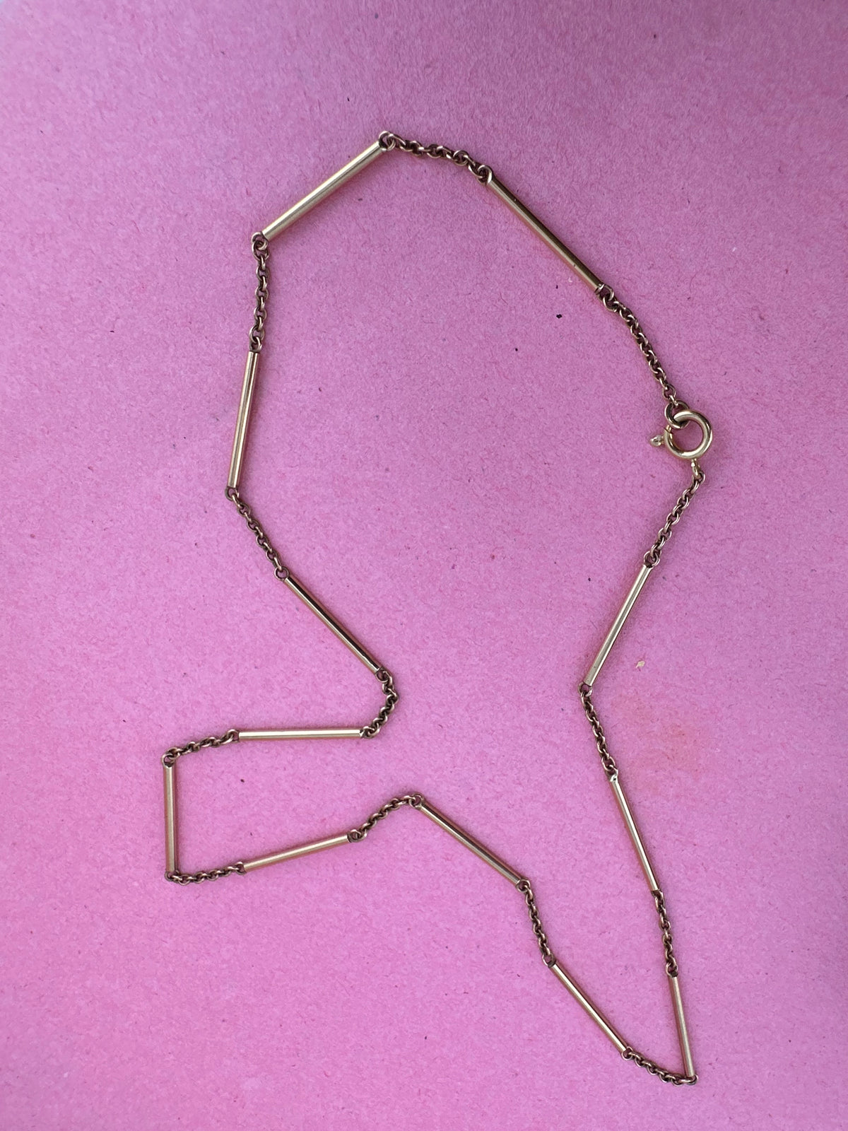 Vintage 9ct Gold Bar Station chain
