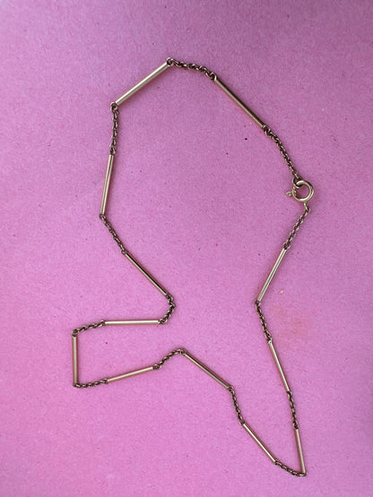 Vintage 9ct Gold Bar Station chain