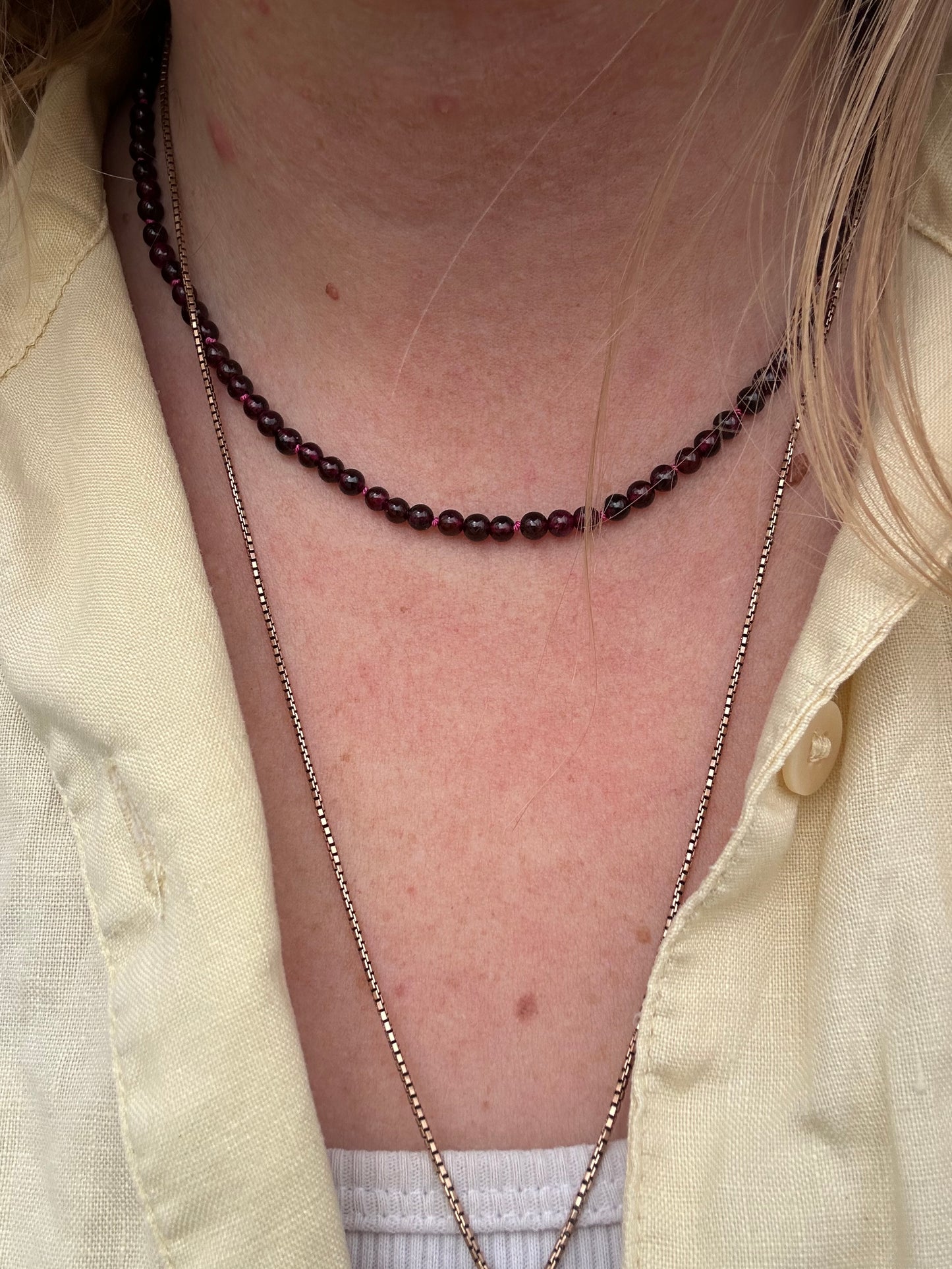 Re-imagined Vintage Garnet Beads with Vintage Sterling silver Dog clips