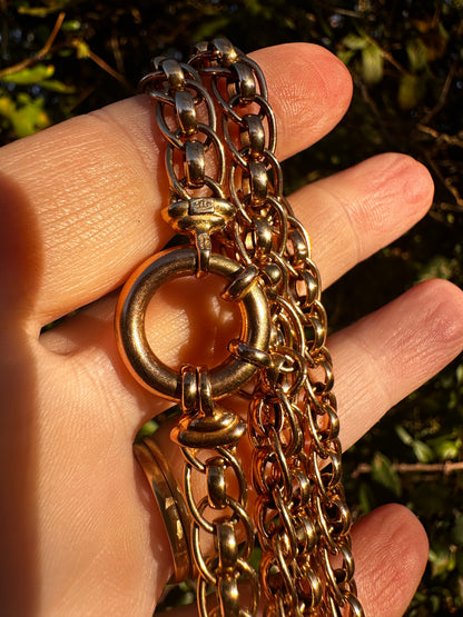 Vintage 9ct Peachy Gold Roller Ball chain with XL bolt clasp