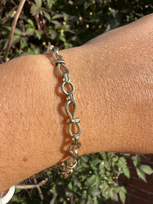 Vintage textured infinity link bracelet