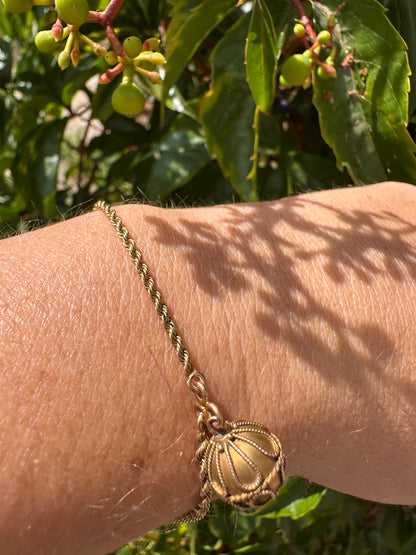 Victorian 15ct Rope bracelet with Etruscan revival orb.