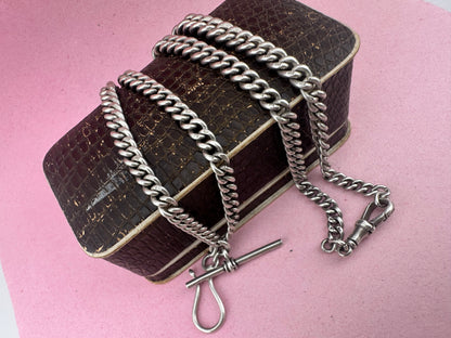 Re-imagined Sterling Silver Albert chain with shepherds hook