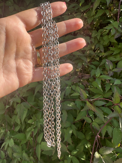 French 800 Silver Lozenge link Long Guard chain