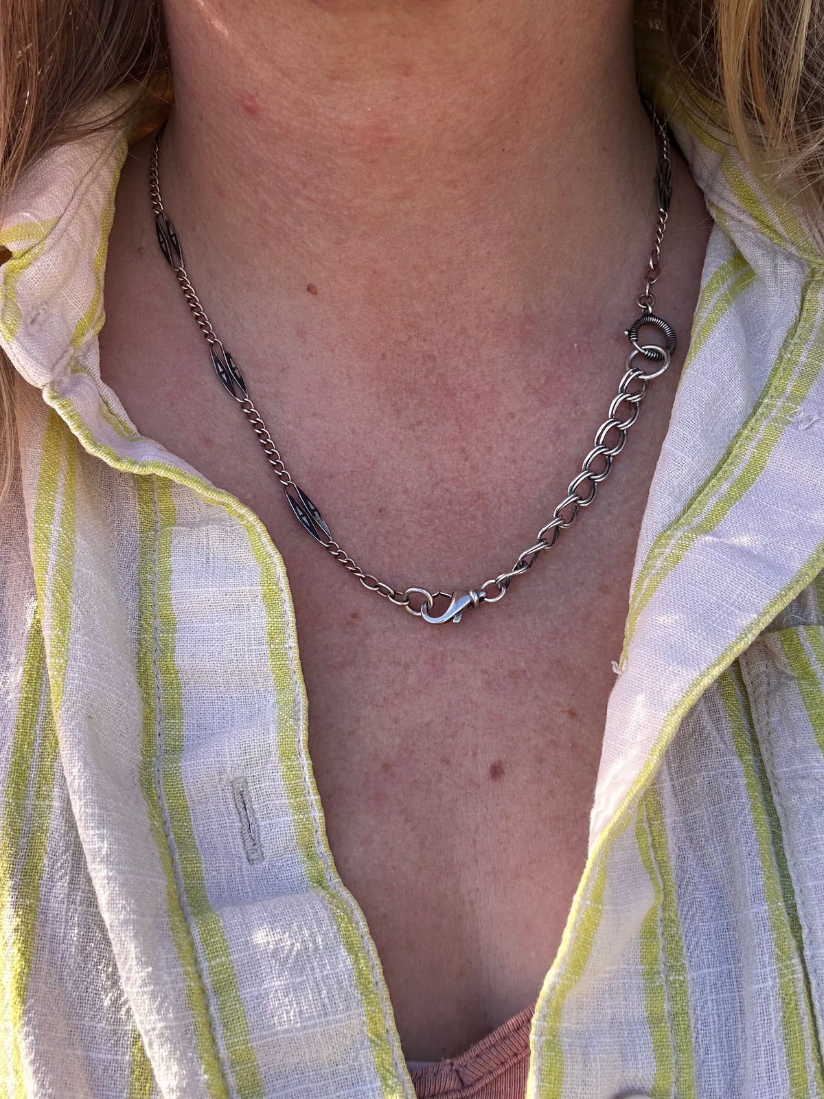 Sterling Silver Double Curb extender with large lobster clasp