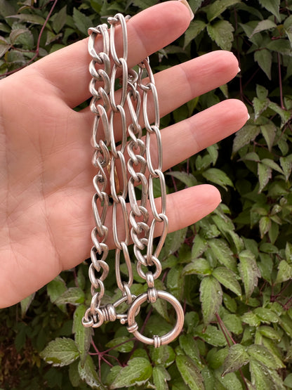 Re-imagined mixed link 800 & Sterling silver Albert chain with XL bolt clasp.