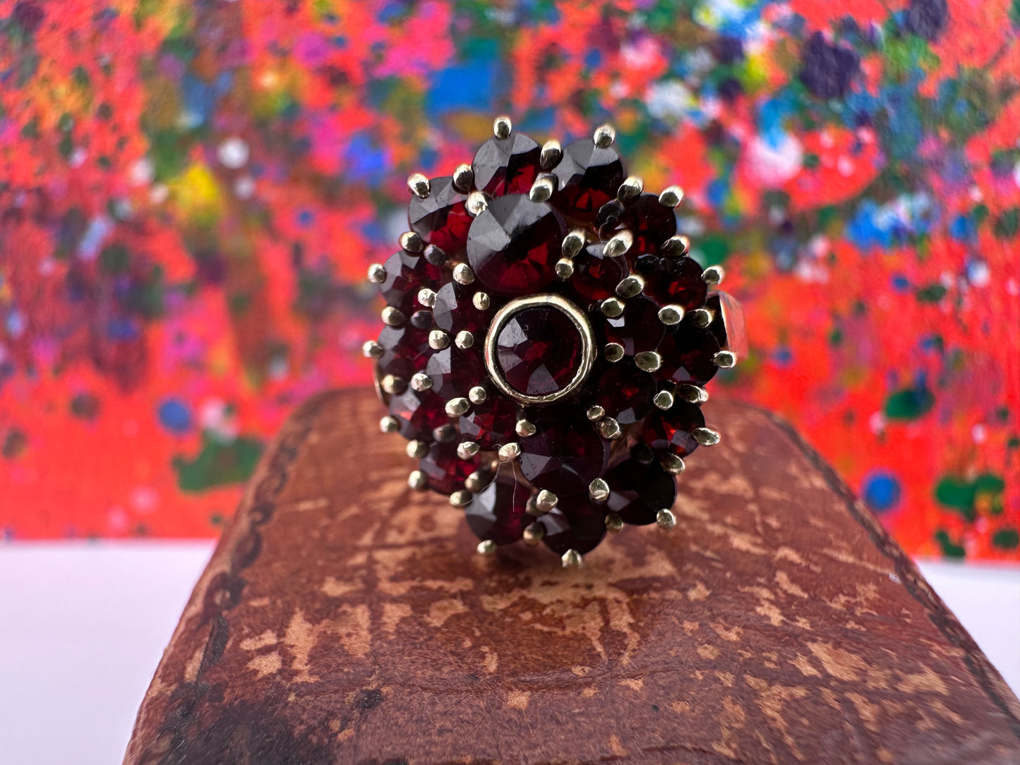 14ct Bohemian Garnet Cluster Ring