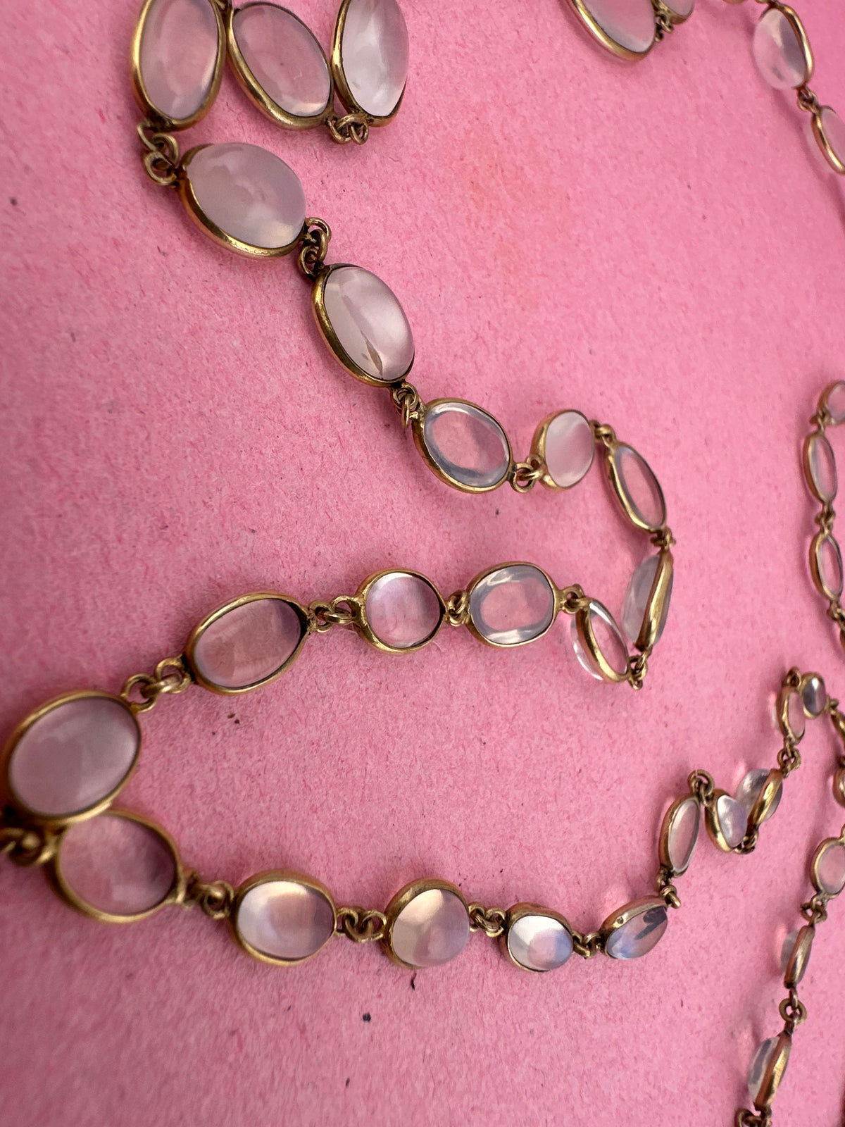 Antique 9ct Gold Bezel set Moonstone necklace