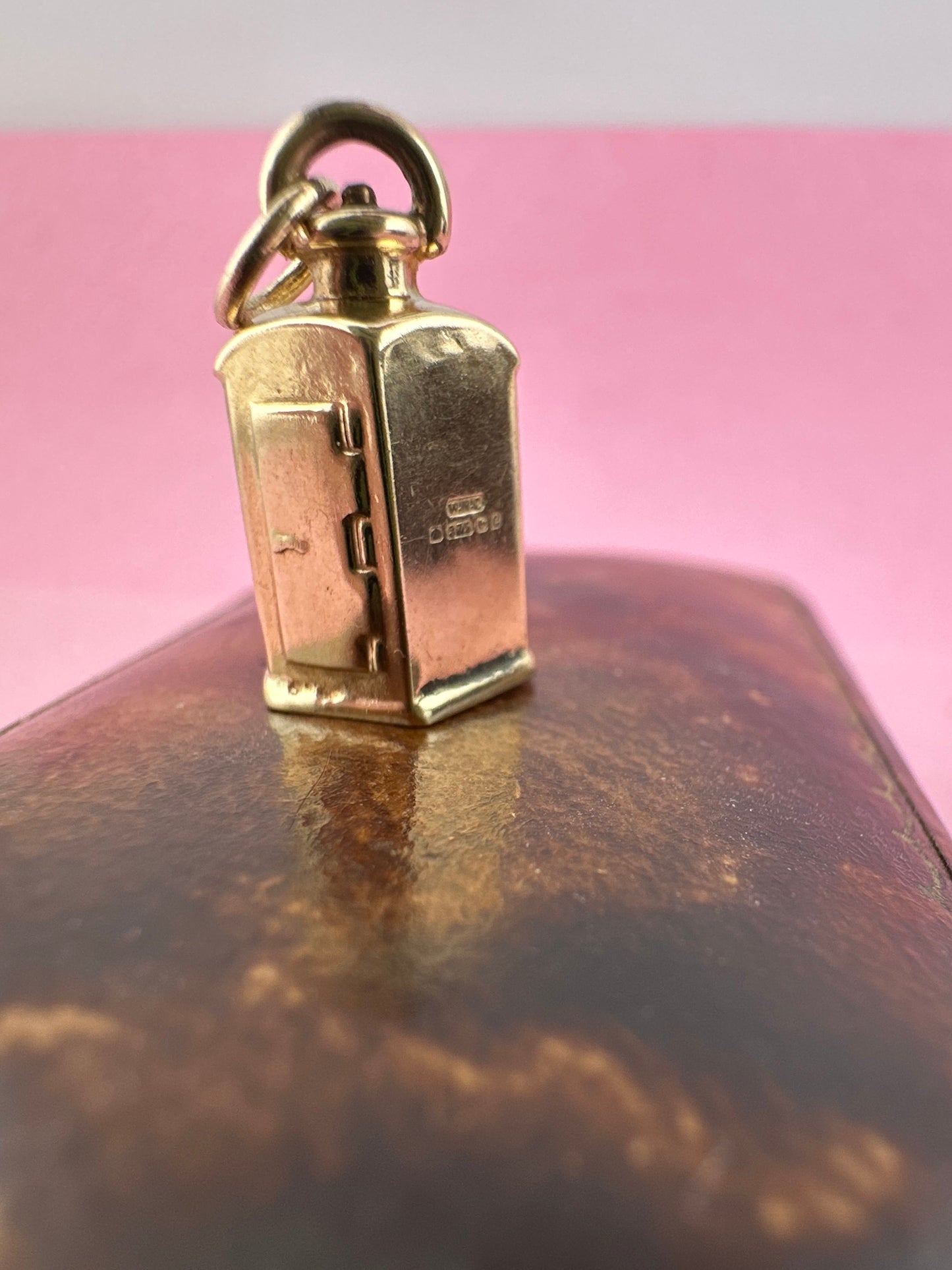 Vintage 9ct Lantern charm with red paste stone