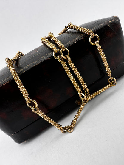 Vintage 9ct yellow Gold twist bar chain