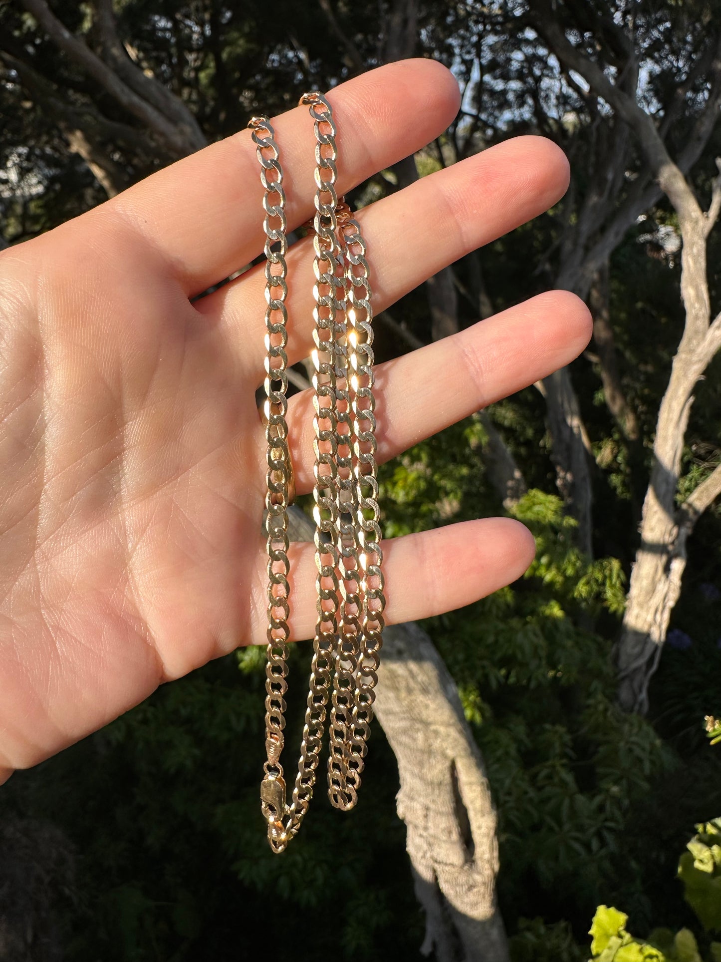 Vintage 9ct Gold Flat Curb chain