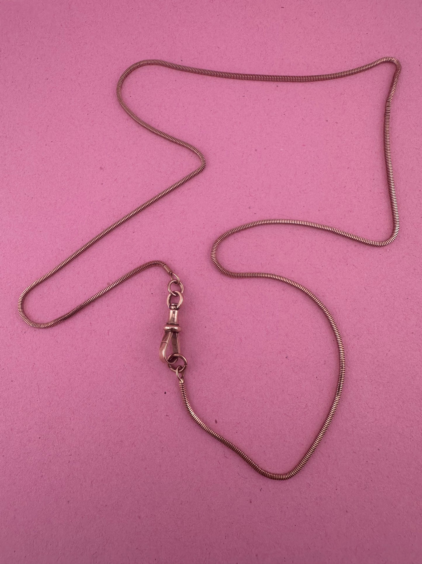 9ct Rose Gold Snake Chain with dog clip