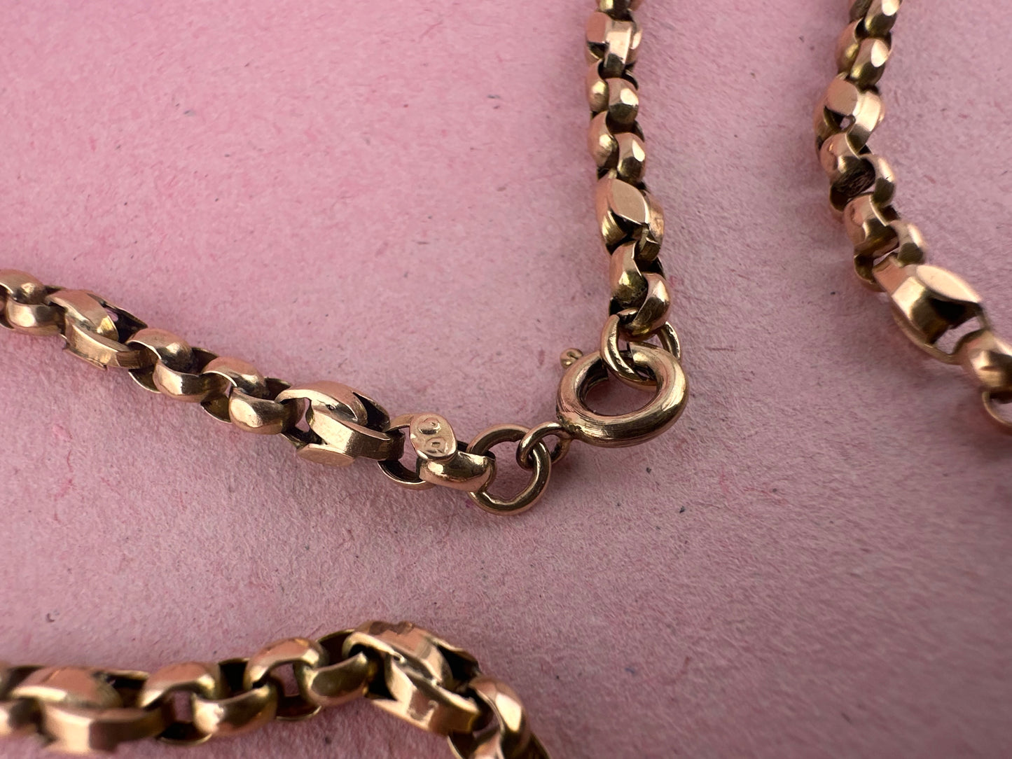 Antique 9ct Rose Gold Tulip belcher mix link chain