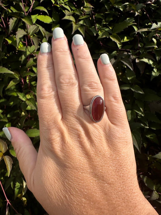 Sterling Silver Carnelian Cabochon Ring