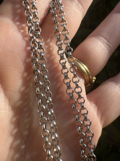 90s Sterling Silver Toggle and heart chain