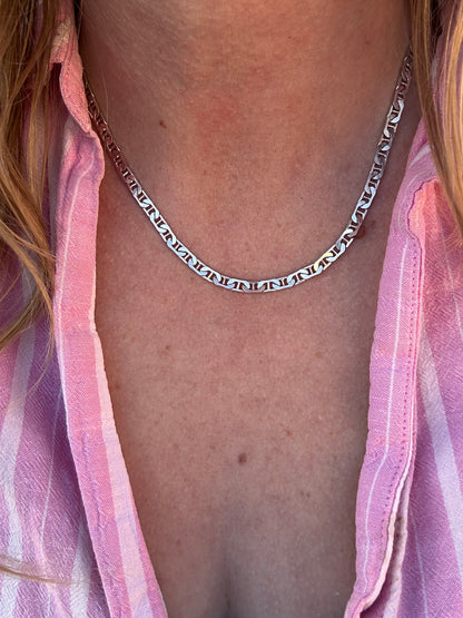 Vintage Sterling Silver Flat Mariner Chain