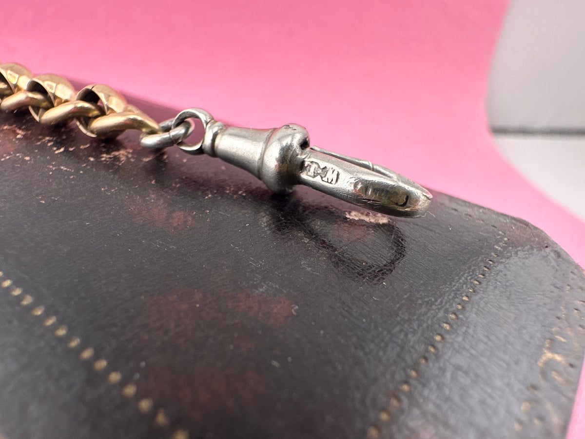 Mix metal extender. 9ct Yellow gold roller ball with sterling silver dog clip.
