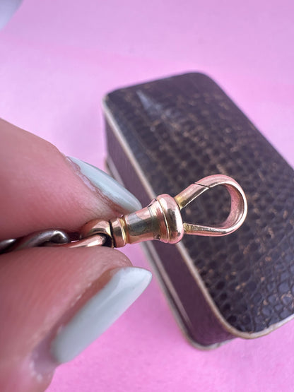 Mix metal curb extender. 9ct rose gold dog clip & sterling curb links