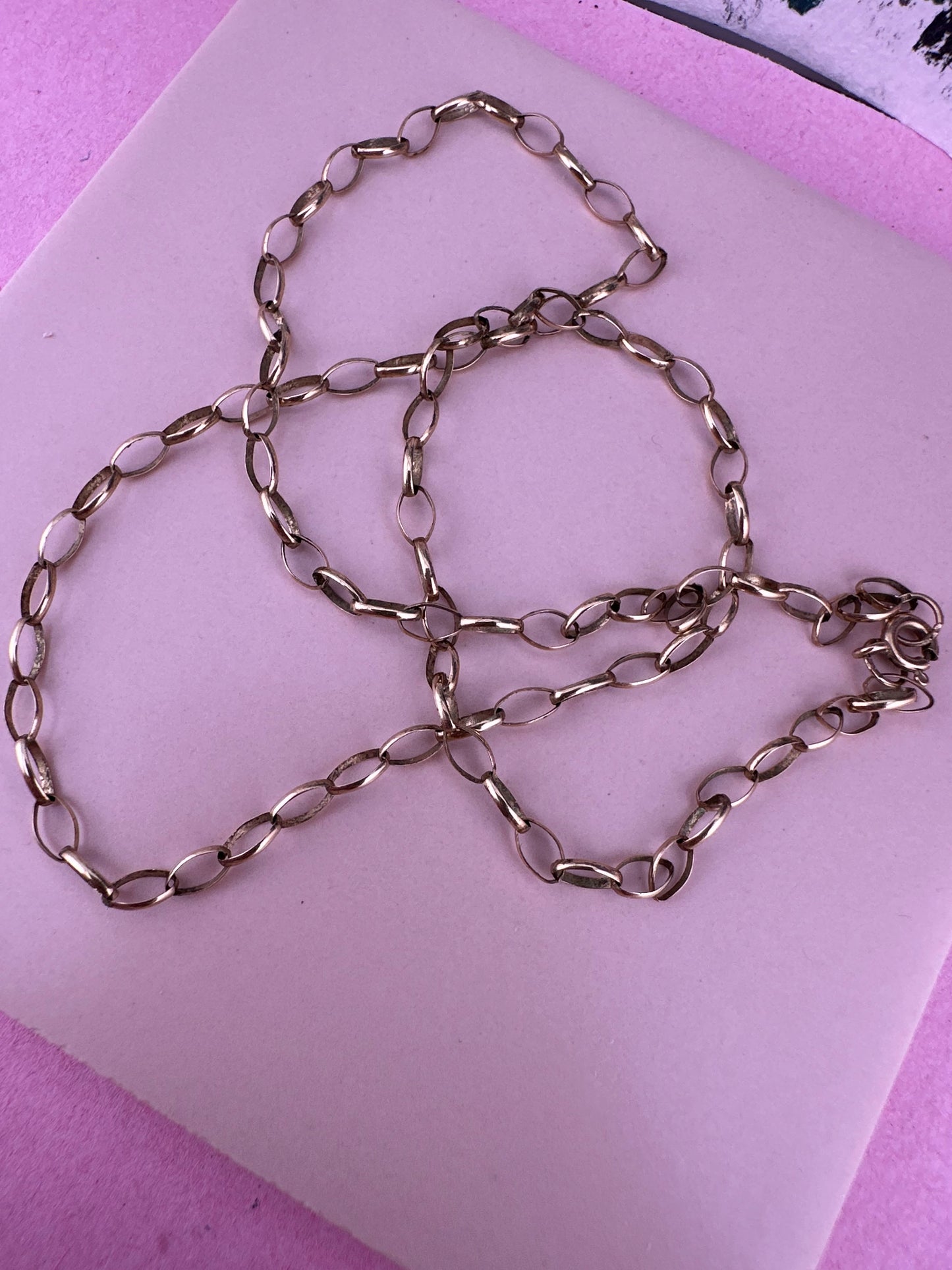 Vintage 9ct Yellow gold oval belcher chain