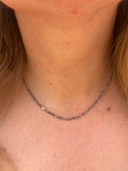 Iolite mini beaded necklace with 9ct Gold Antique Bolt clasp